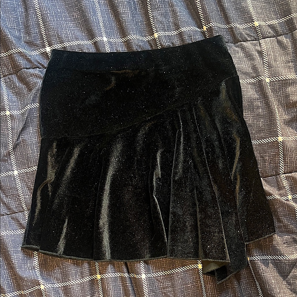 Black Velvet Sparkle Asymmetrical Skirt